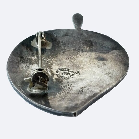 Vtg Sterling Silver Abalone Brooch Leaf-Shaped Nature Sculptural Art 925 Signed - Picture 6 of 9